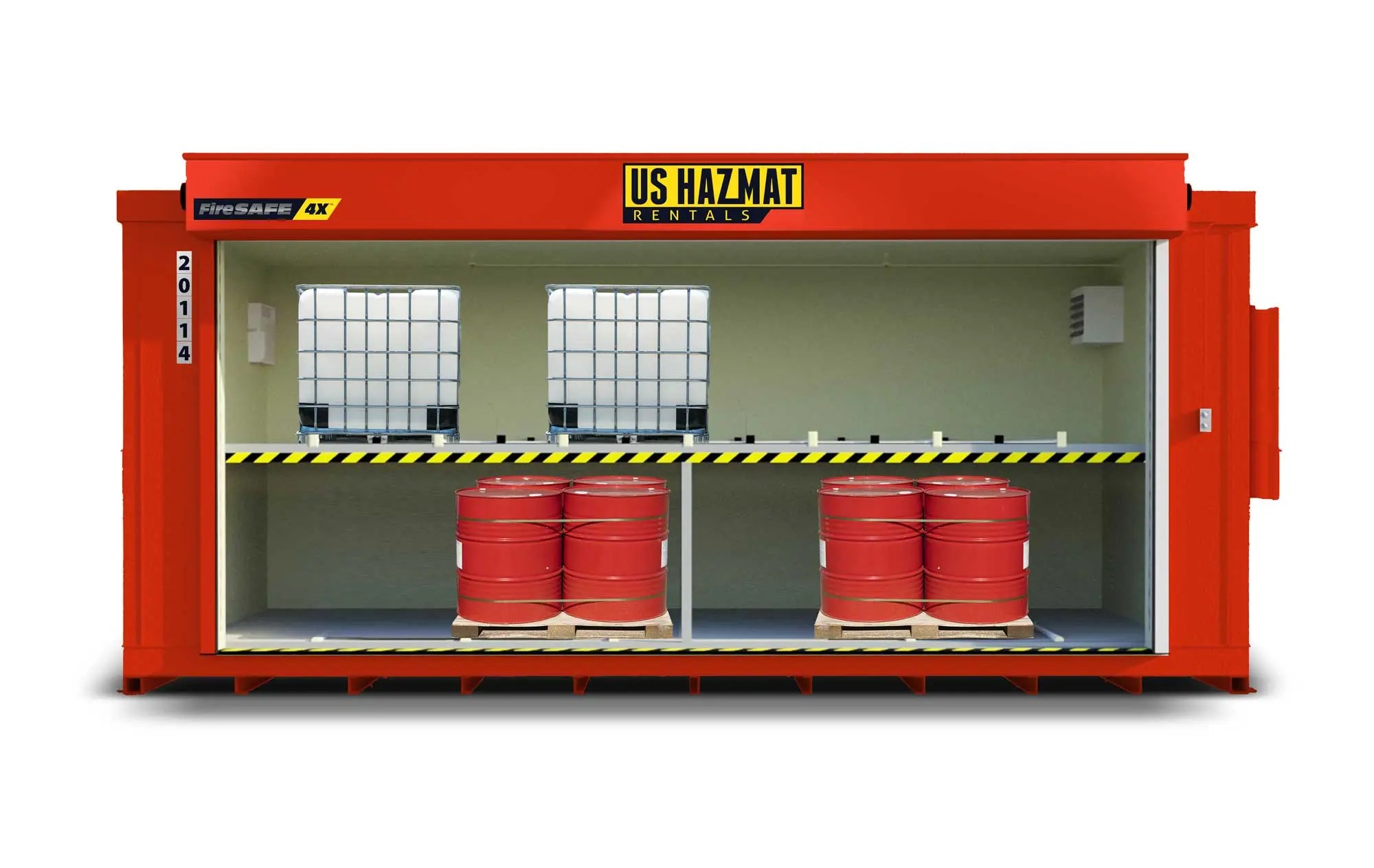 Tote Storage with totes and barrels U.S. Hazmat Rentals