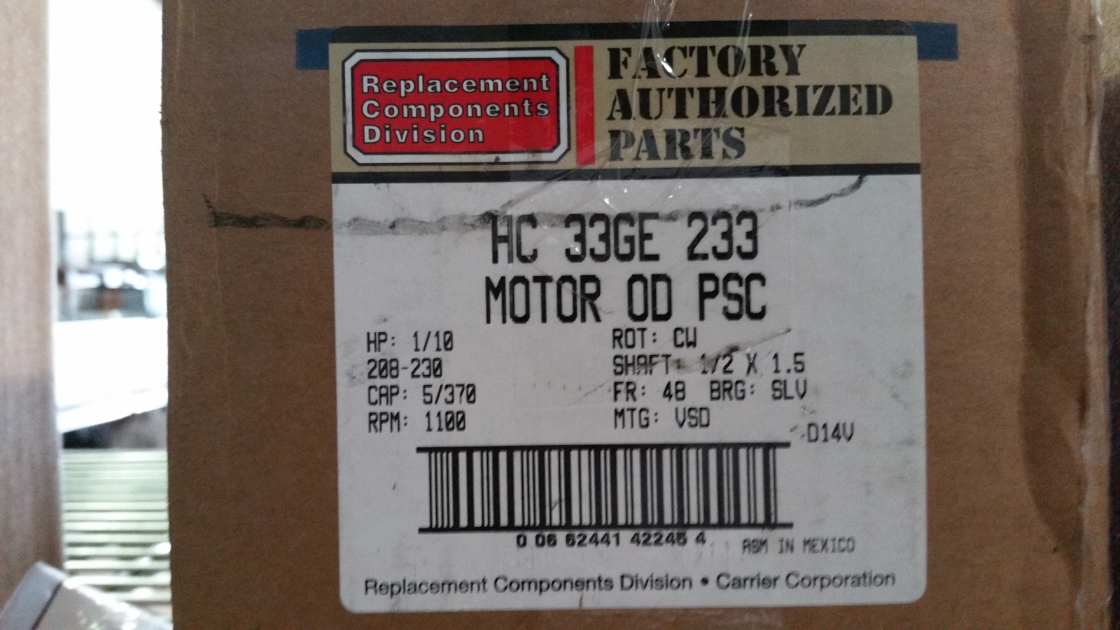 HC33GE233 Condenser Fan Motor USI Indy