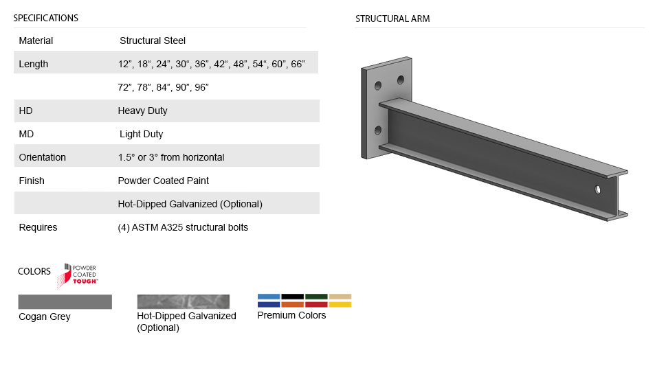 Structural Cantilever Arms US Industrial Corp