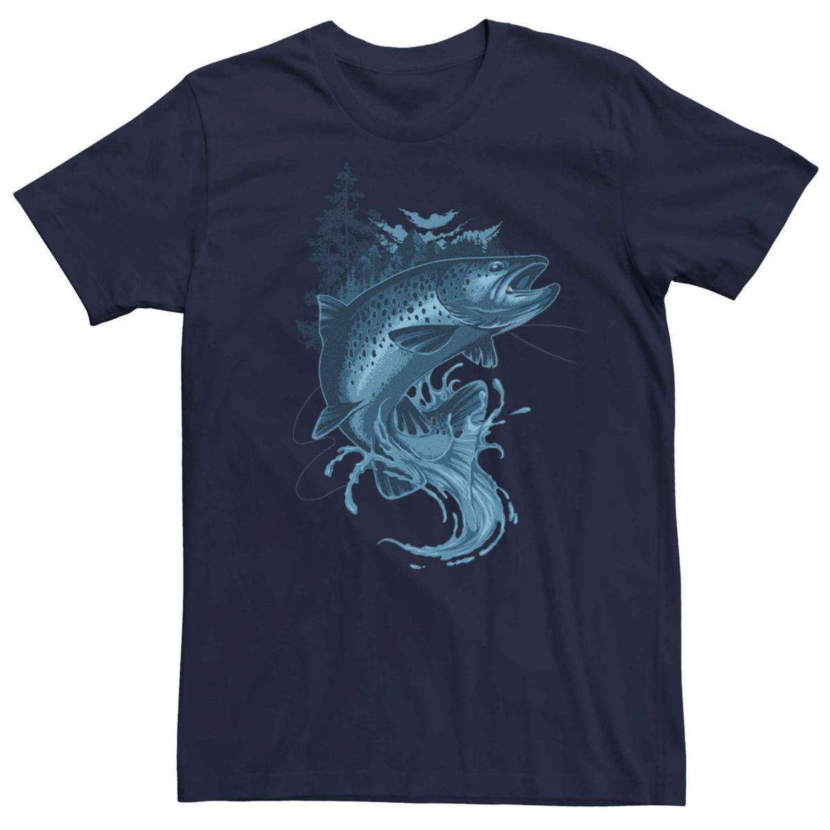 Купить футболку Men's Mountain Stream Fishing Salmon Graphic Tee