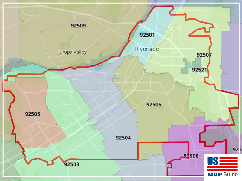 Riverside, CA Zip Code Map (8 Zip Codes) – US Map Guide