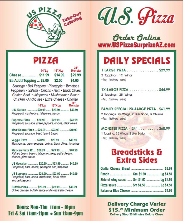 US Pizza Pizza, Wings, Surprise Arizona