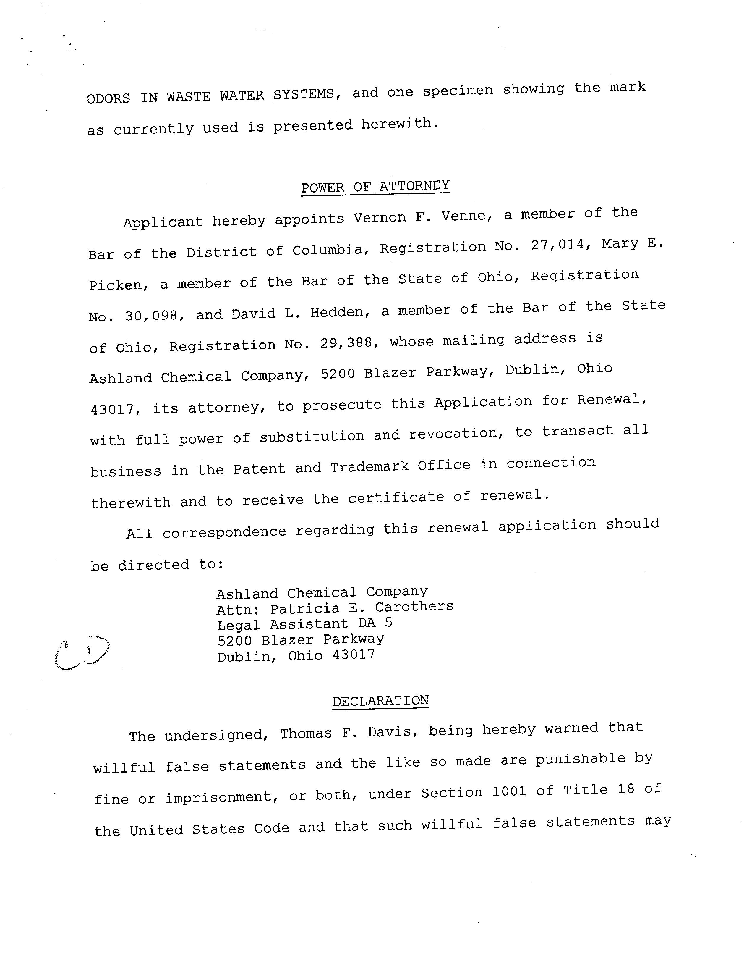 AMERSCENT Ashland Licensing And Intellectual Property Llc Trademark