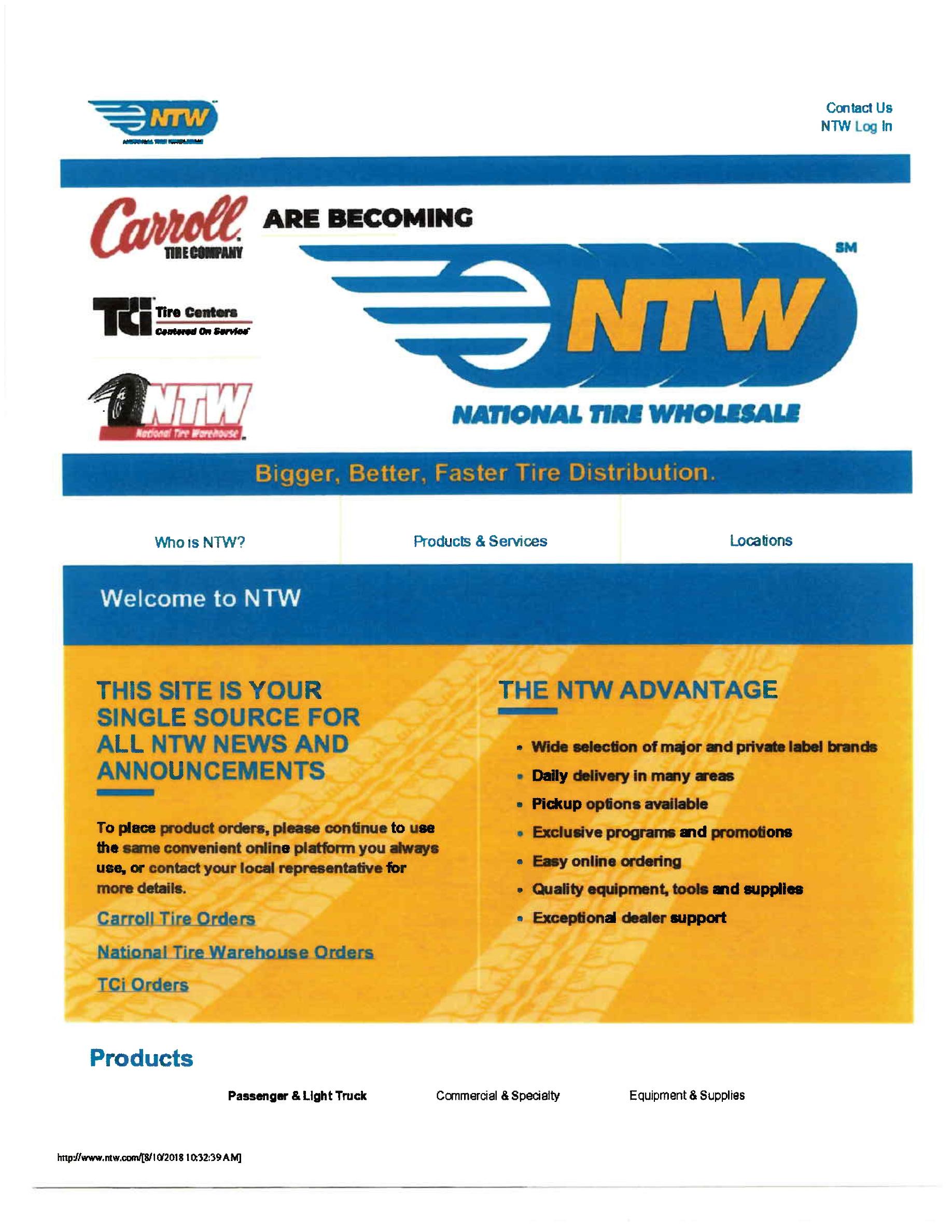 NTW NATIONAL TIRE WHOLESALE TBC Trademarks, LLC Trademark Registration