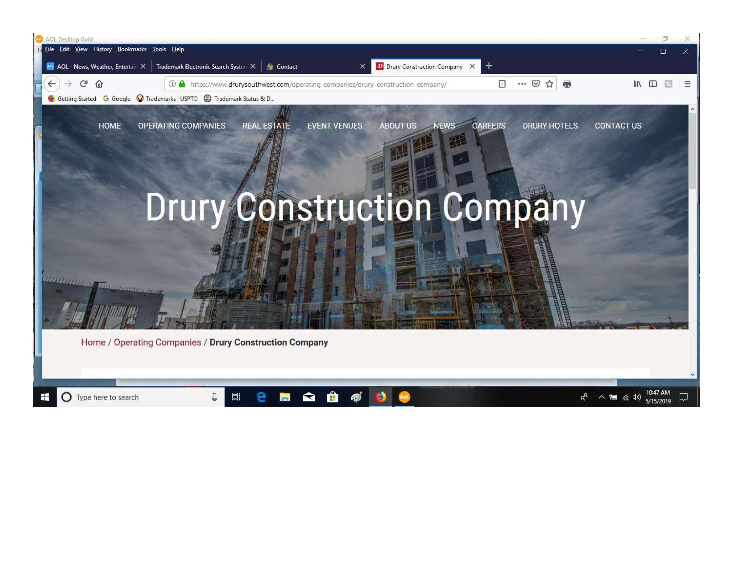 DRURY CONSTRUCTION COMPANY Drury Southwest, Inc. Trademark Registration