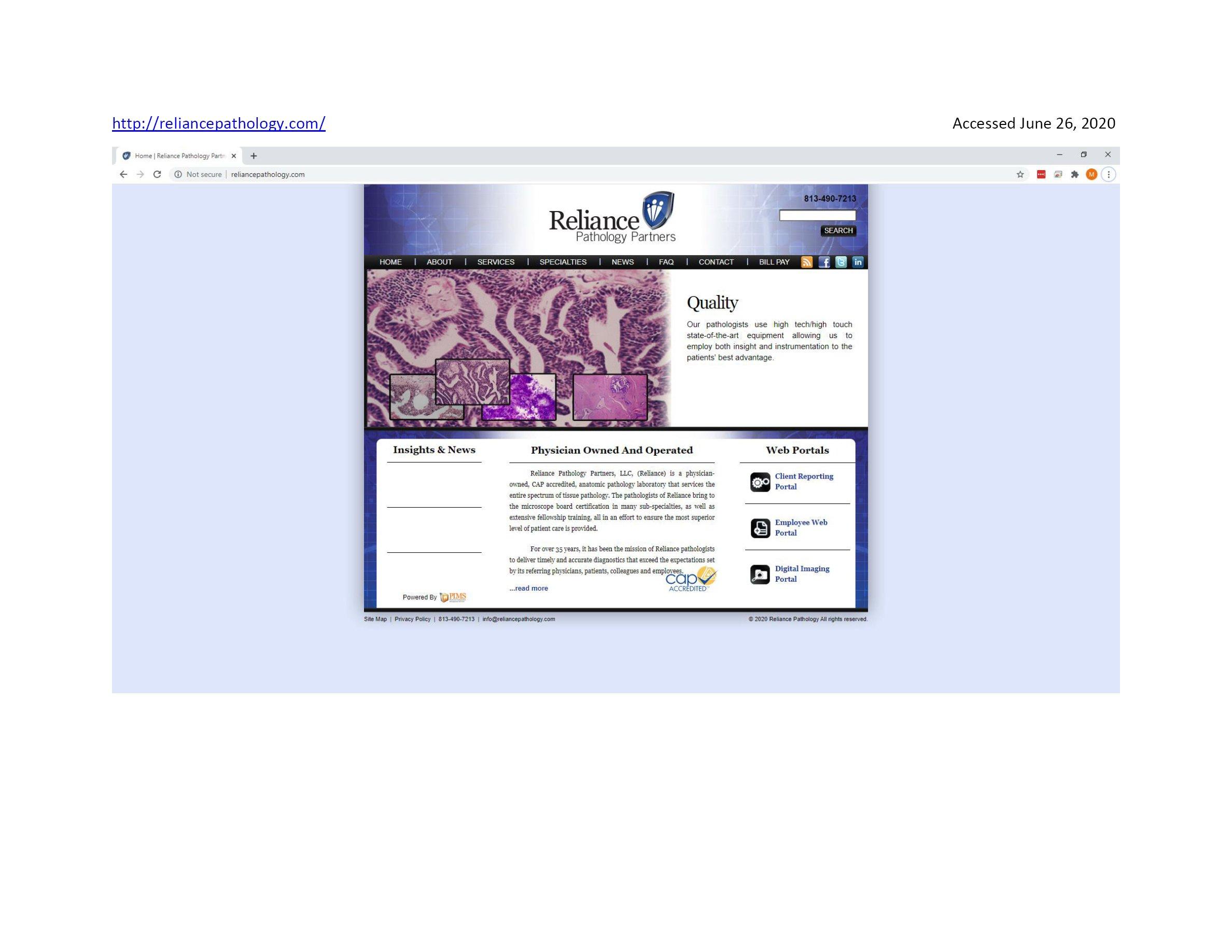 RELIANCE PATHOLOGY PARTNERS Reliance Pathology Partners, LLC