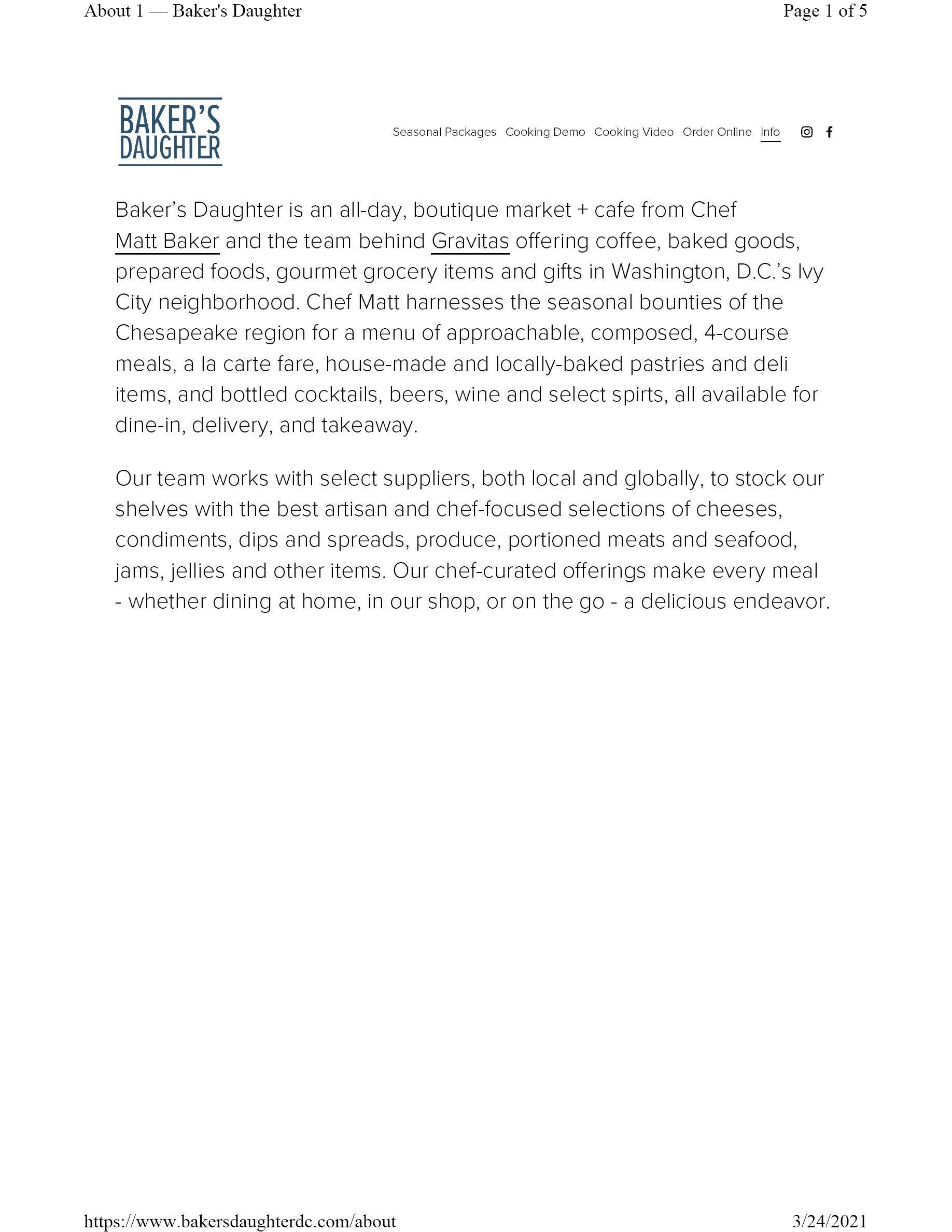 BAKER'S DAUGHTER Bakers Daughter LLC Trademark Registration