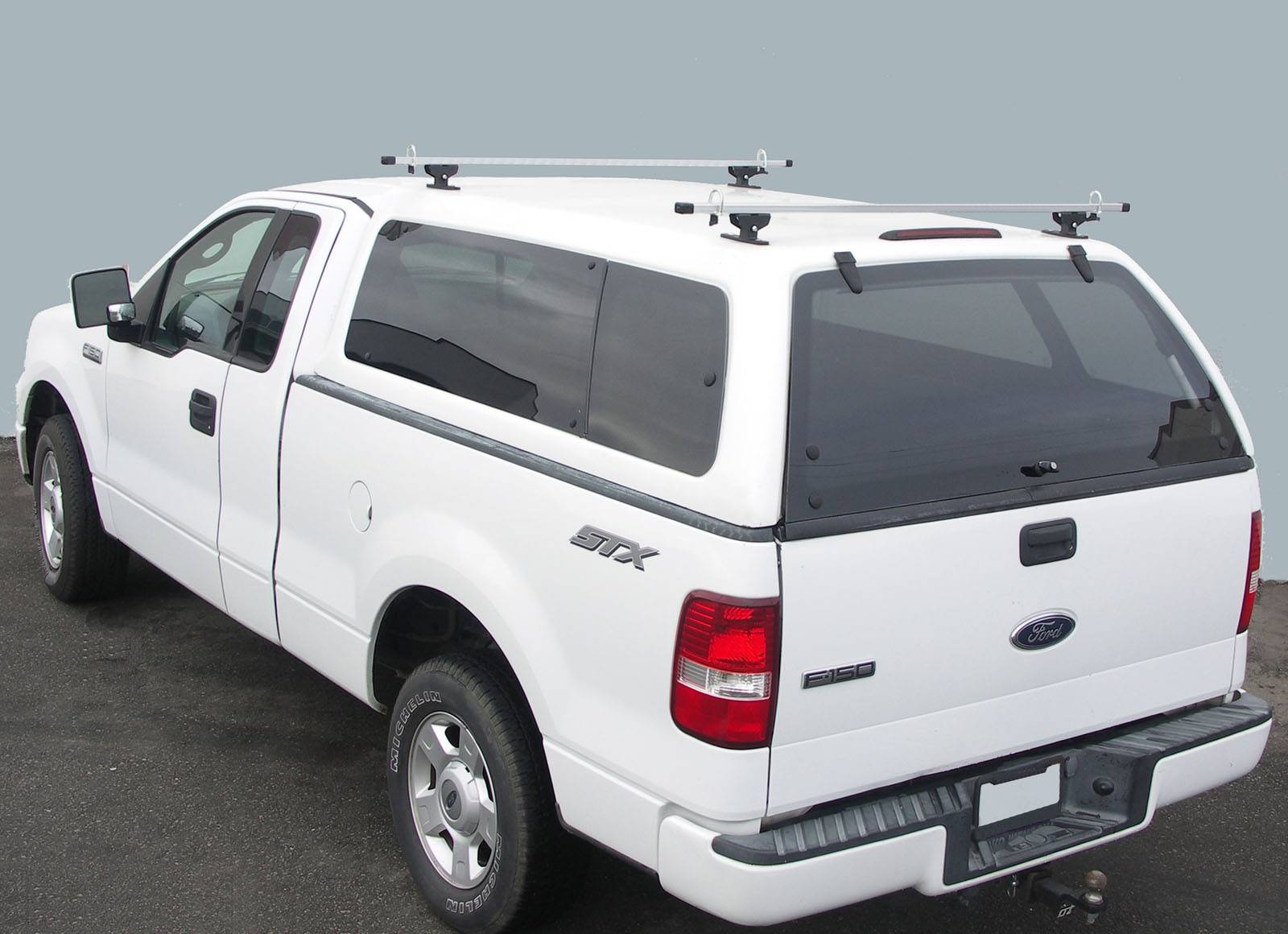 Crosstopper Truck Rack, Truck Cap, Brushed Cross Bar With Black Base