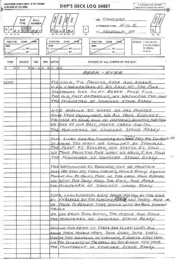 Deck Logs – USS Concord Veterans Association