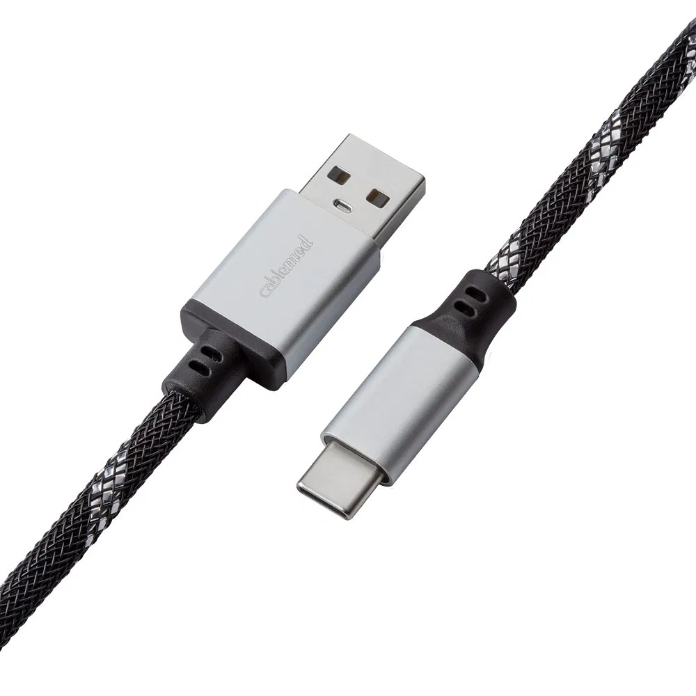 CableMod Pro Coiled Keyboard Cable (Sterling Black, USB A to USB Type C