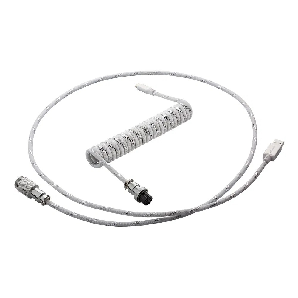 CableMod Pro Coiled Keyboard Cable (Sterling White, USB A to USB Type C