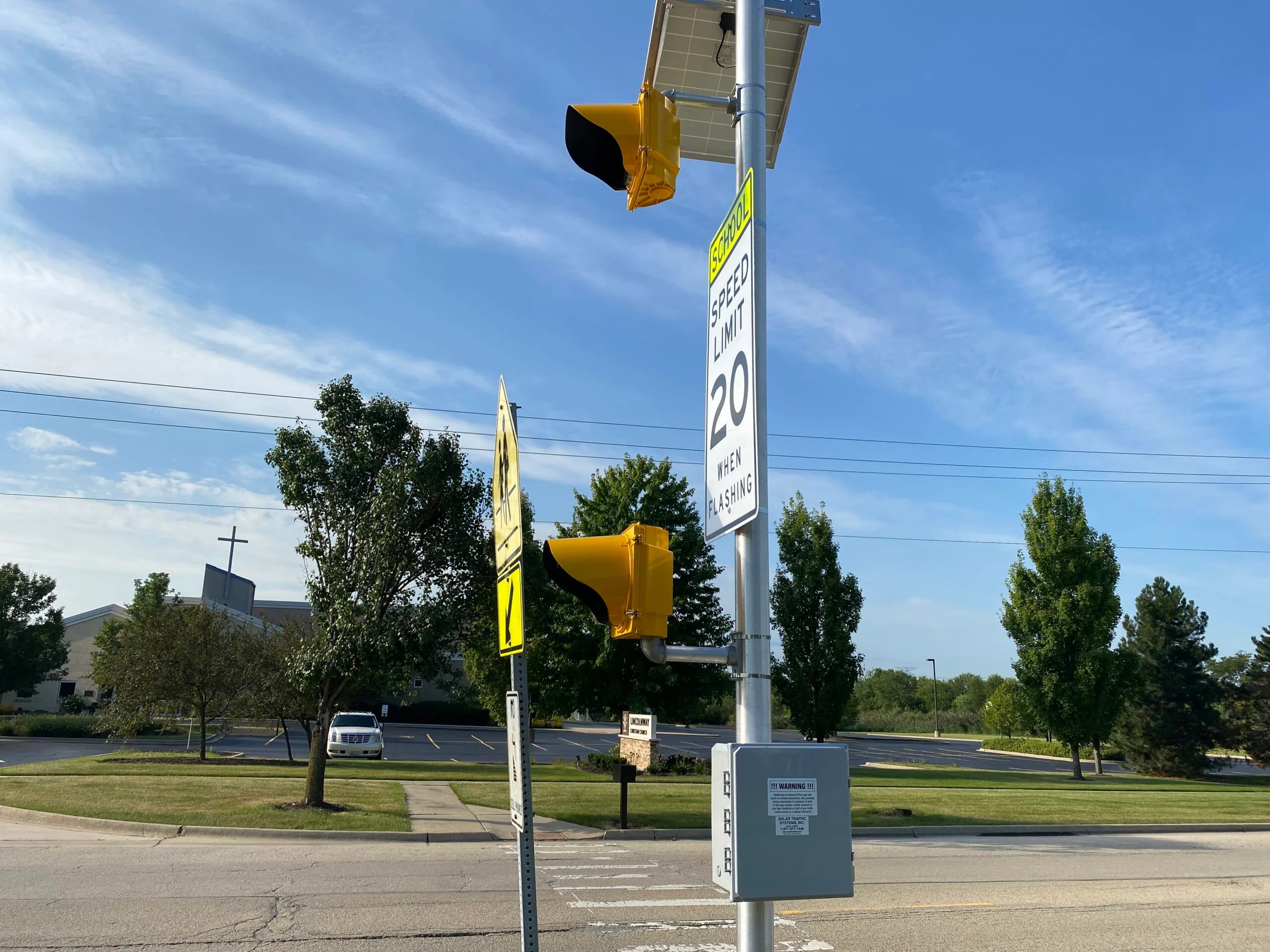 Double Flashing Beacon School Zone System Solar Traffic