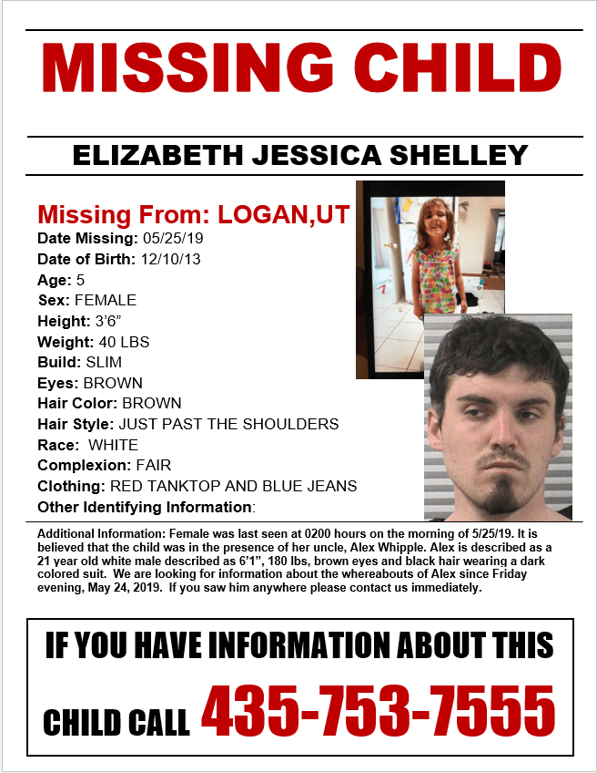 Search for missing 5yearold Lizzie Shelley in Cache County continues