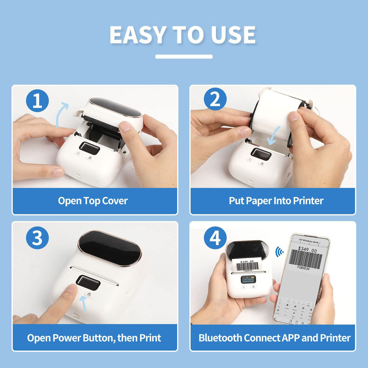 LUFIER Label Maker Portable Bluetooth Thermal Mini Printer Apply to