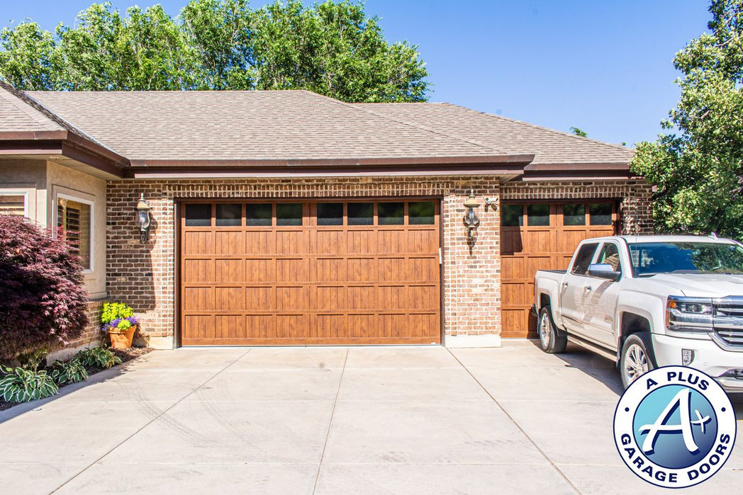Walnut Finish Steel Garage Doors in Sandy, UT A Plus Garage Doors