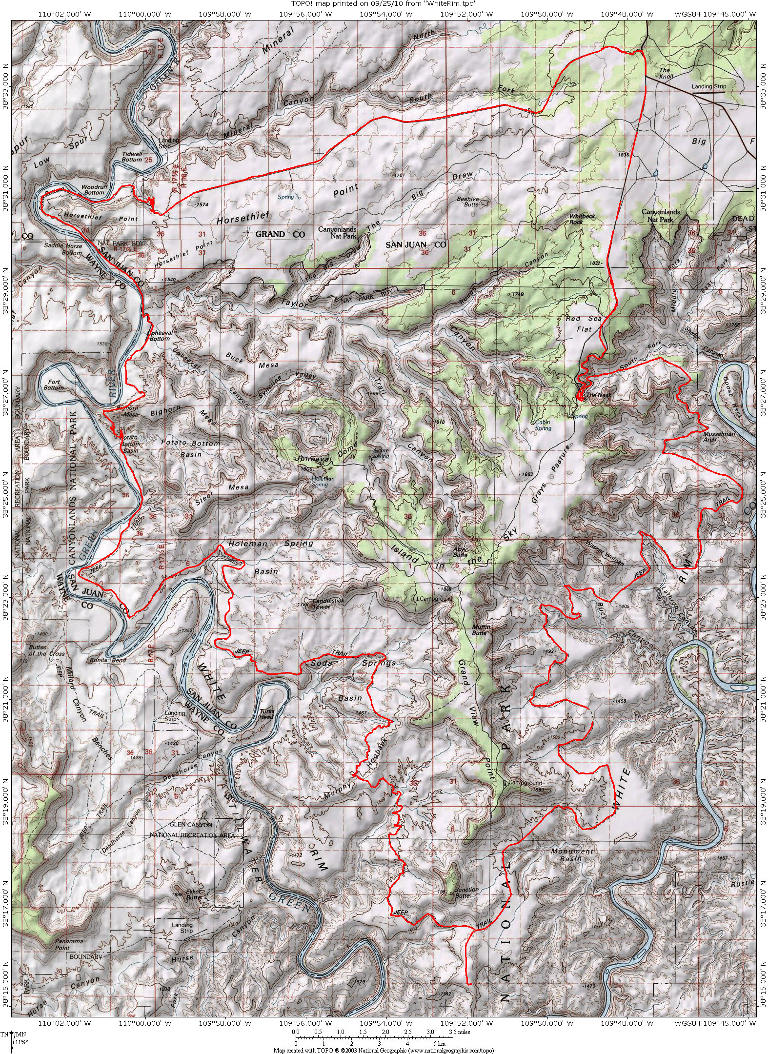 White Rim Trail Map White Rim Road, Island in the Sky, Cayonlands National Park, outside