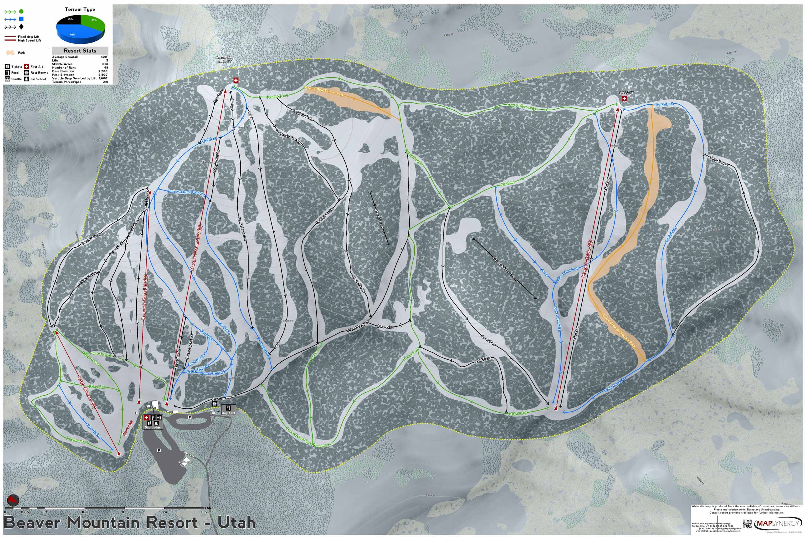 Utah Ski Maps Beaver Ski Resort Trail Map