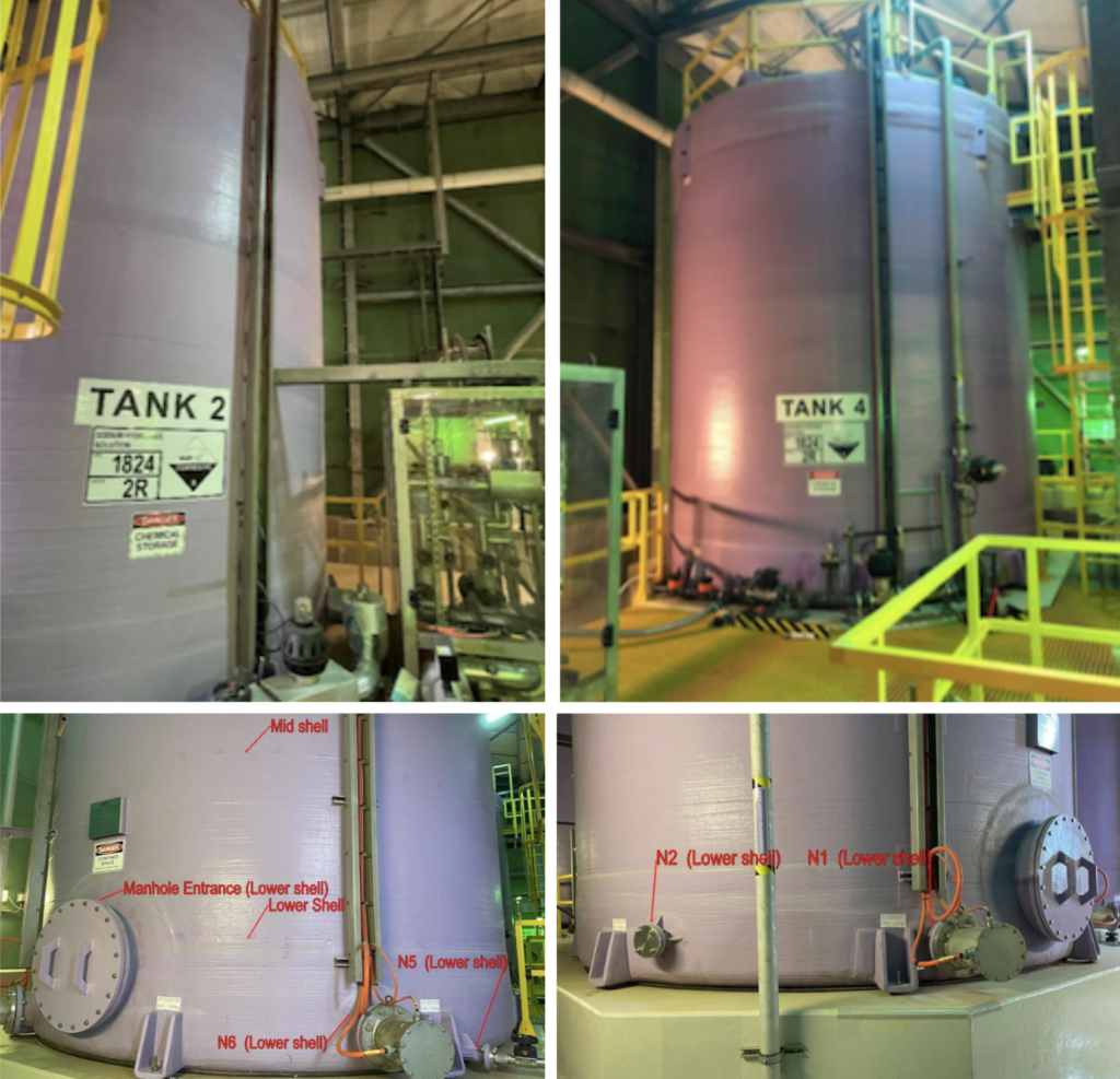 Case Study Inspection of sodium hydroxide storage tanks