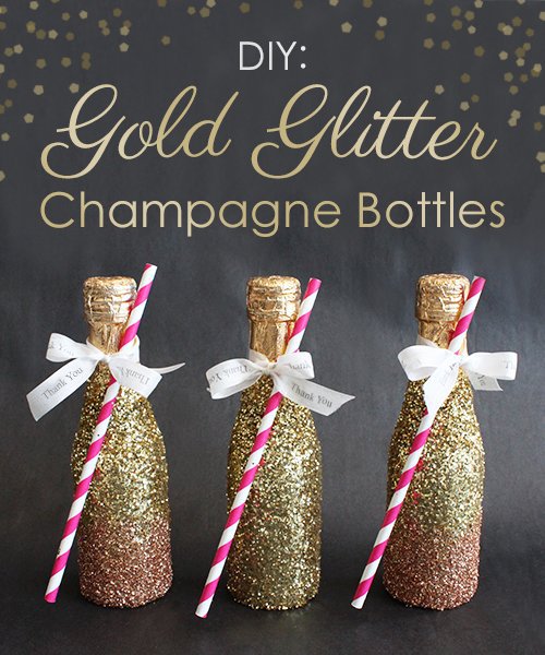 Crafty Corner Gold Glitter Champagne Bottles UNLEASH THE TEMPEST