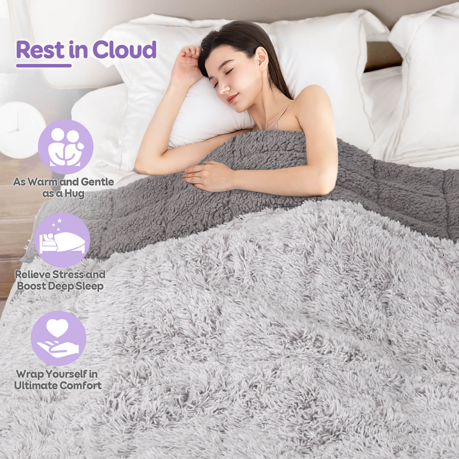 Shaggy Faux Fur Sherpa Weighted Blanket Uttermara