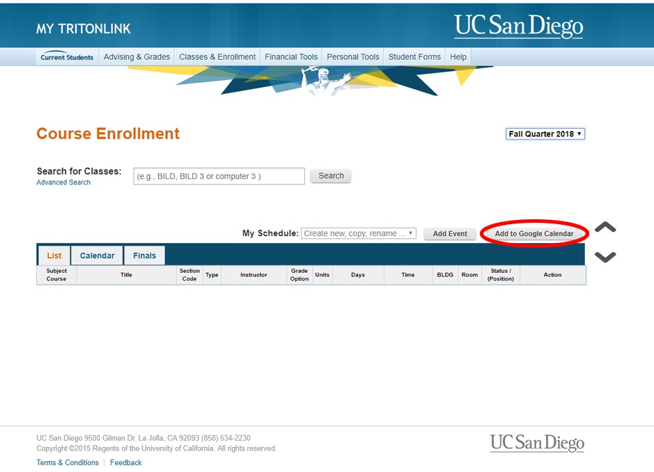 UCSD Class Scheduler
