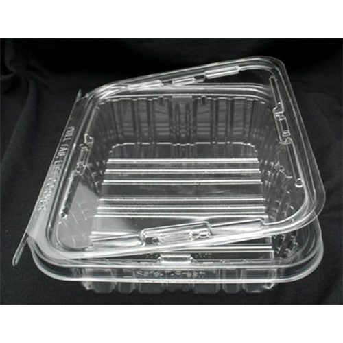 TS48 Safe T Fresh Tamper Evident 48 oz Plastic Clear Hinged Container 8