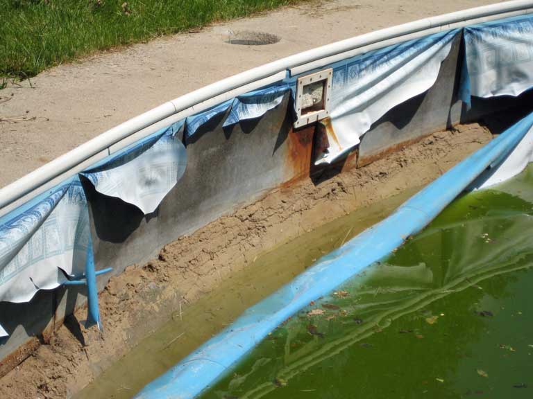 Torn and Shredded Pool Liner in Winnipeg UV Pools