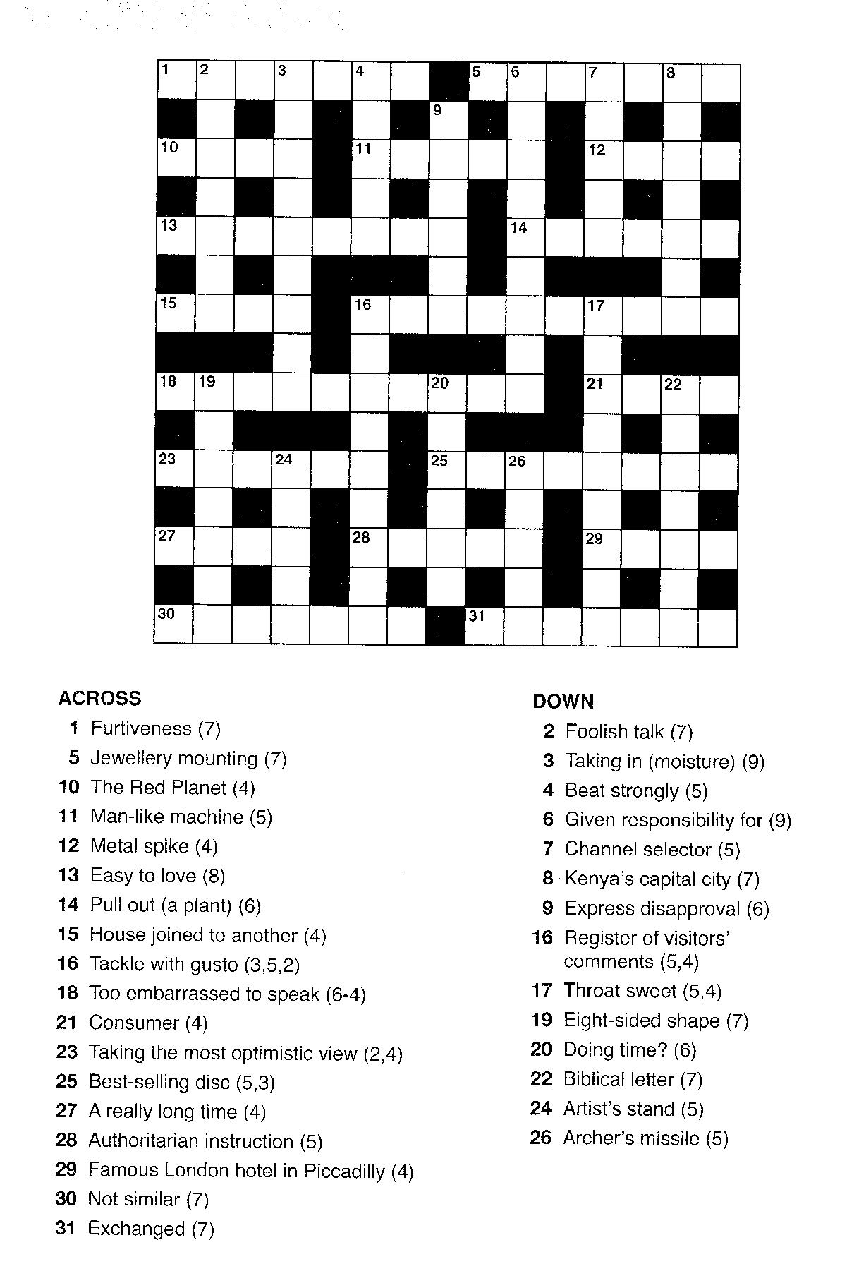 October's Crossword Puzzle Upper Wharfedale Concert Club