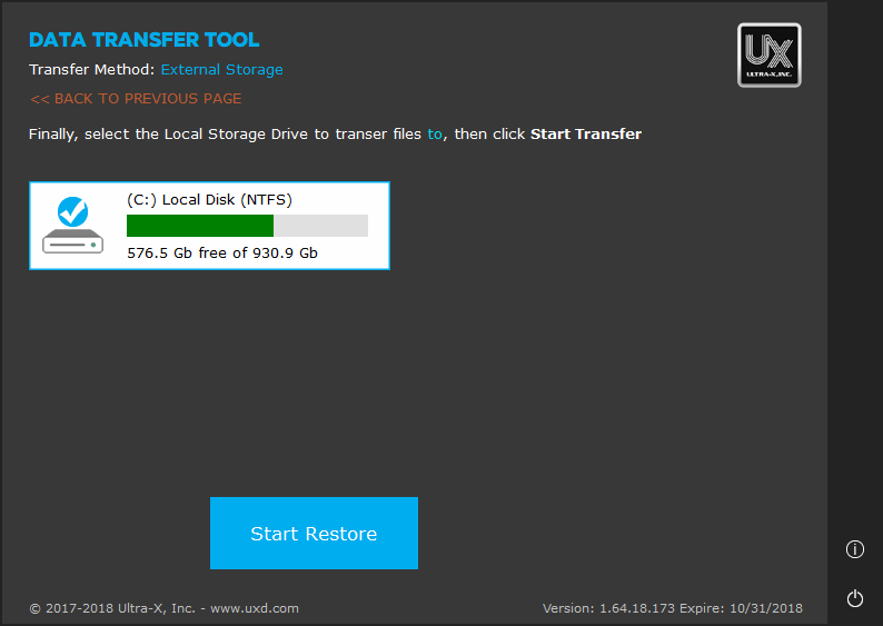 HOW TO USING THE DATA TRANSFER TOOL External Storage Transfer Mode UltraX, Inc.