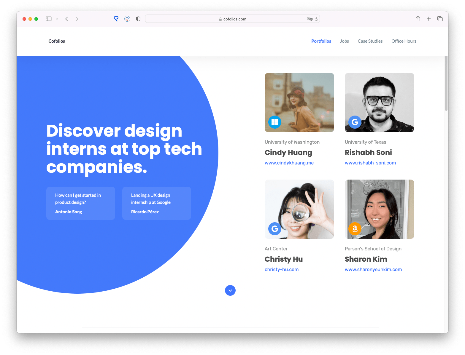 Cofolios Great Resource for UX Design Interns UX Portfolio