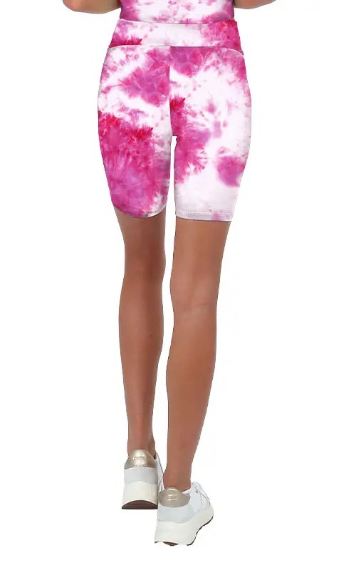 Woman Biker Shorts. Tie Dye Shorts. Fuchsia Biker Shorts For Women