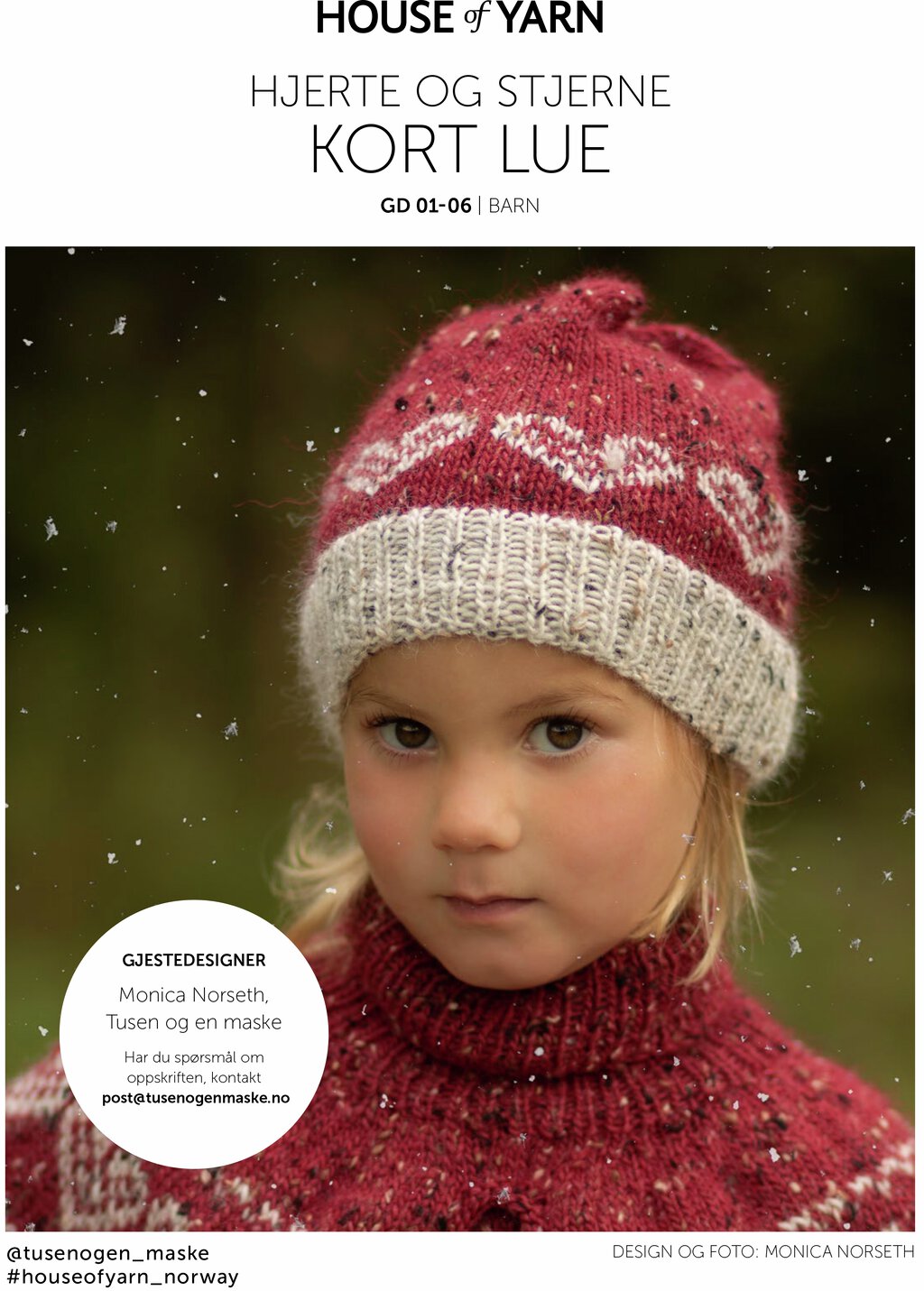 Oppskrift Hjerte/Stjerne Kort Lue Alpakka Tweed Classic/Alpakka Forte