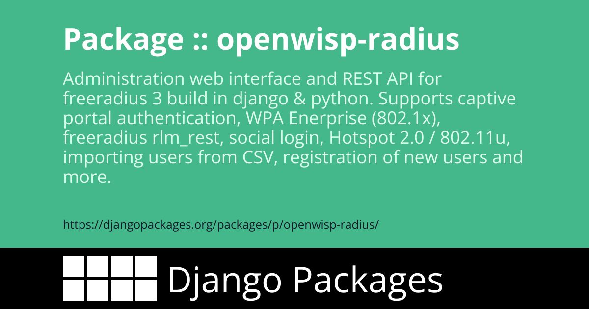 Django Packages openwispradius