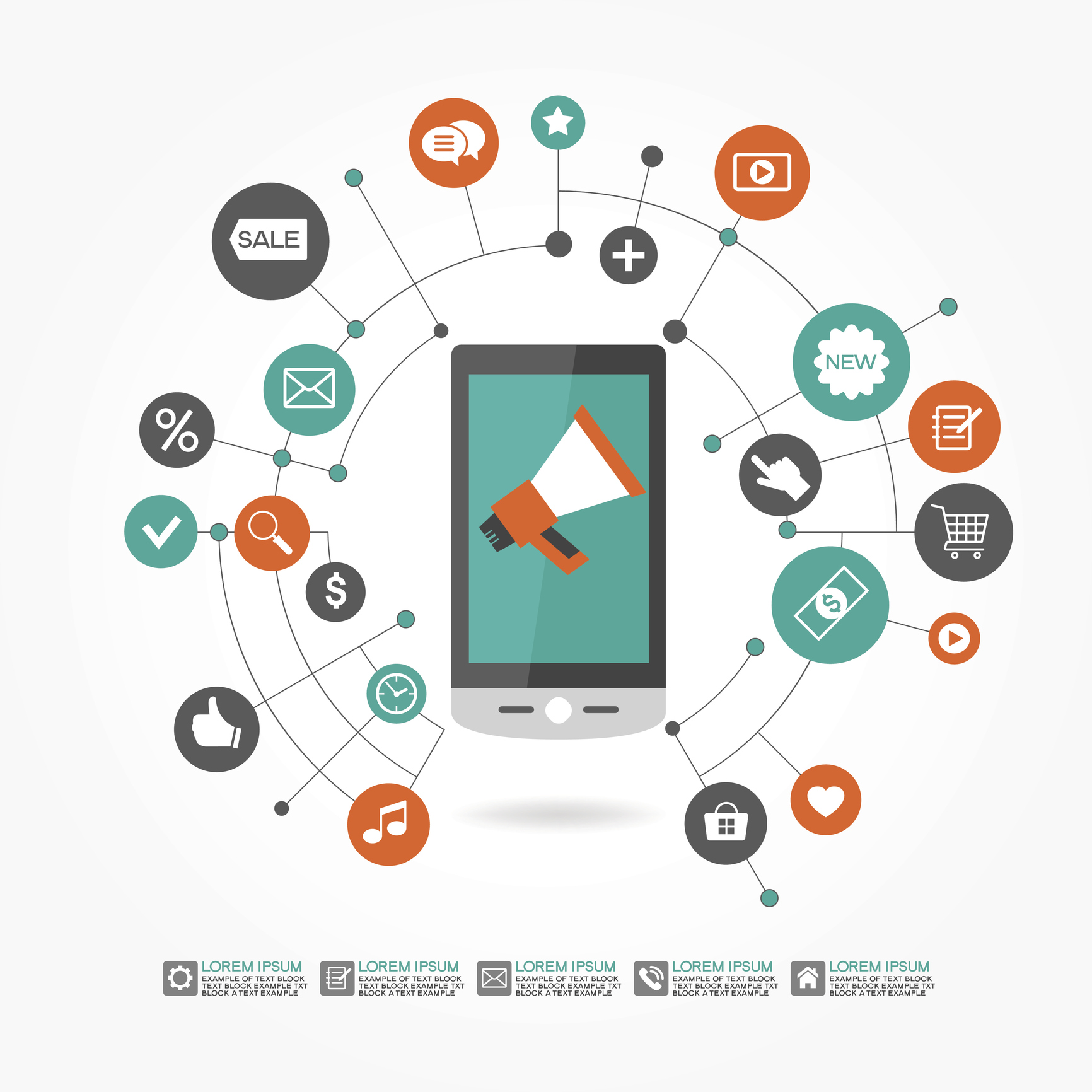 Mobile Marketing Concept with Smart Phone and Icons V12