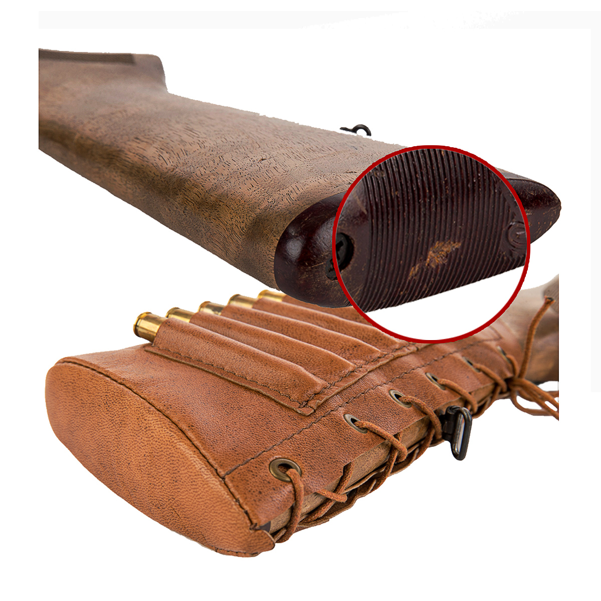 Handmade light leather rifle stock ammo pouch for 6 bullets v2hunting