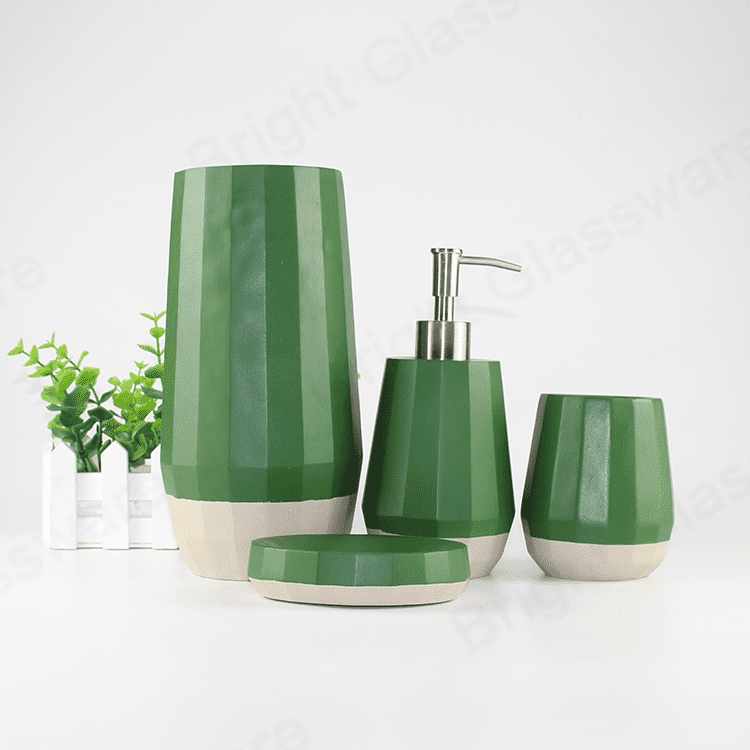 hot sale modern 4pcs natural green bathroom accessories sets soap