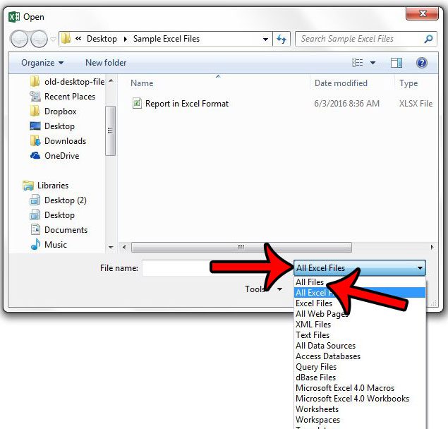 Why Isn't Excel 2013 Showing the Files That I Want to Open? Solve