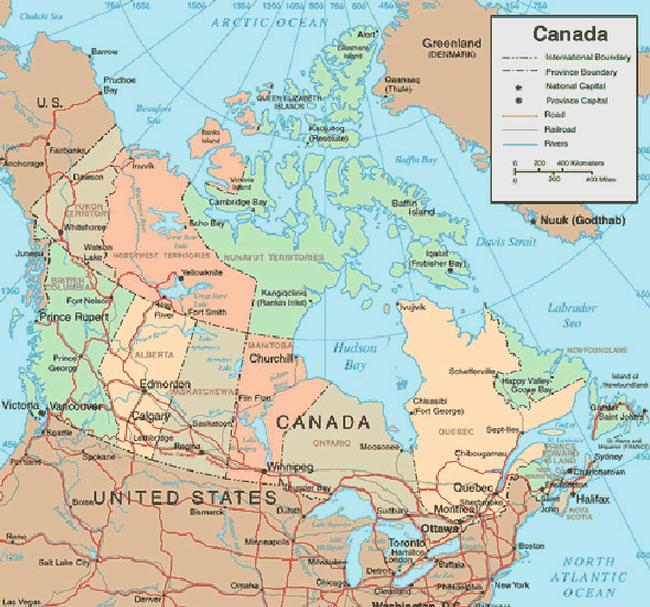 Interactive Canada map with cities- street, area and satellite map
