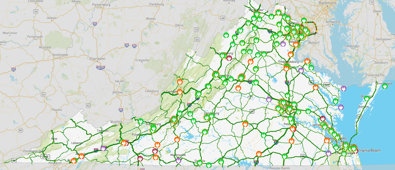 Vdot Speed Limit Map New electric vehicle charging station overlay available through VDOT