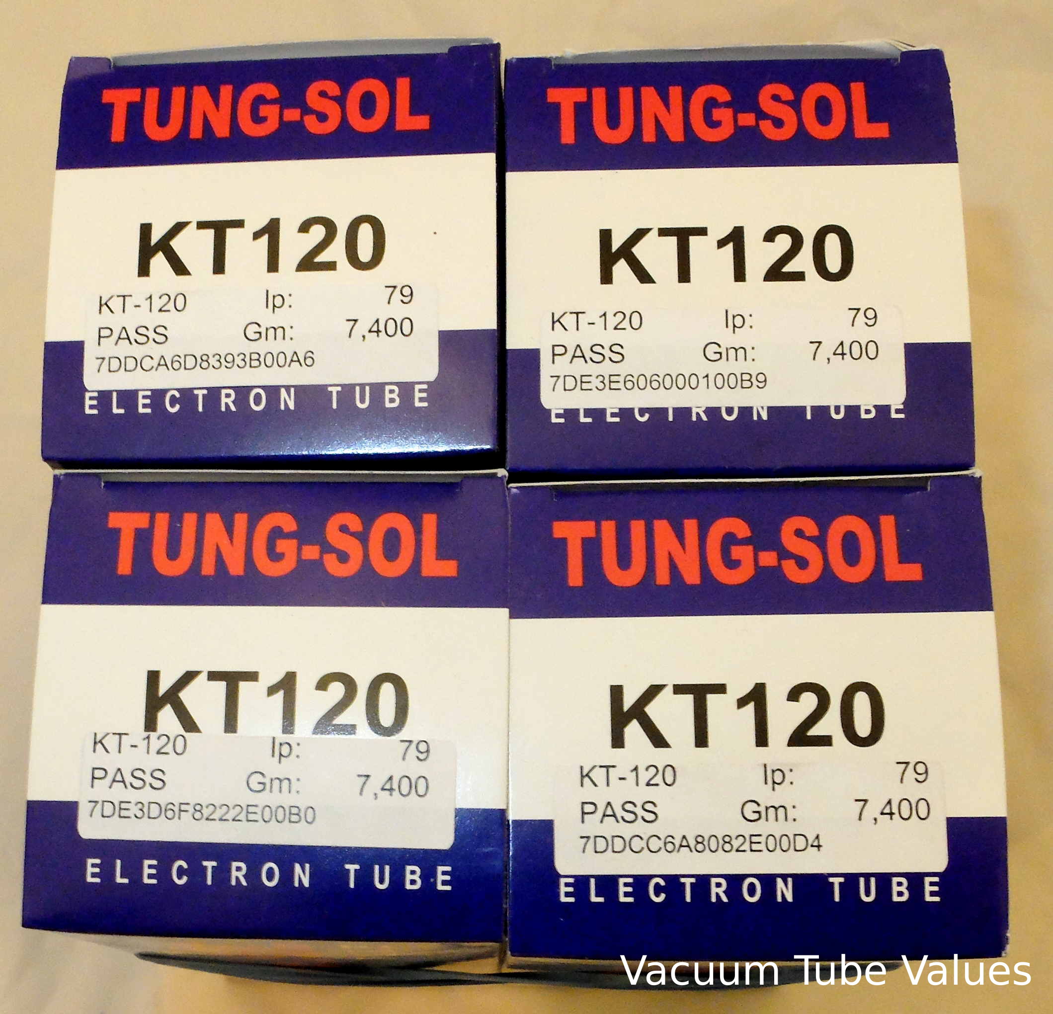 TungSol Factory Platinum Matched QUAD (FOUR) KT120 Power Tubes