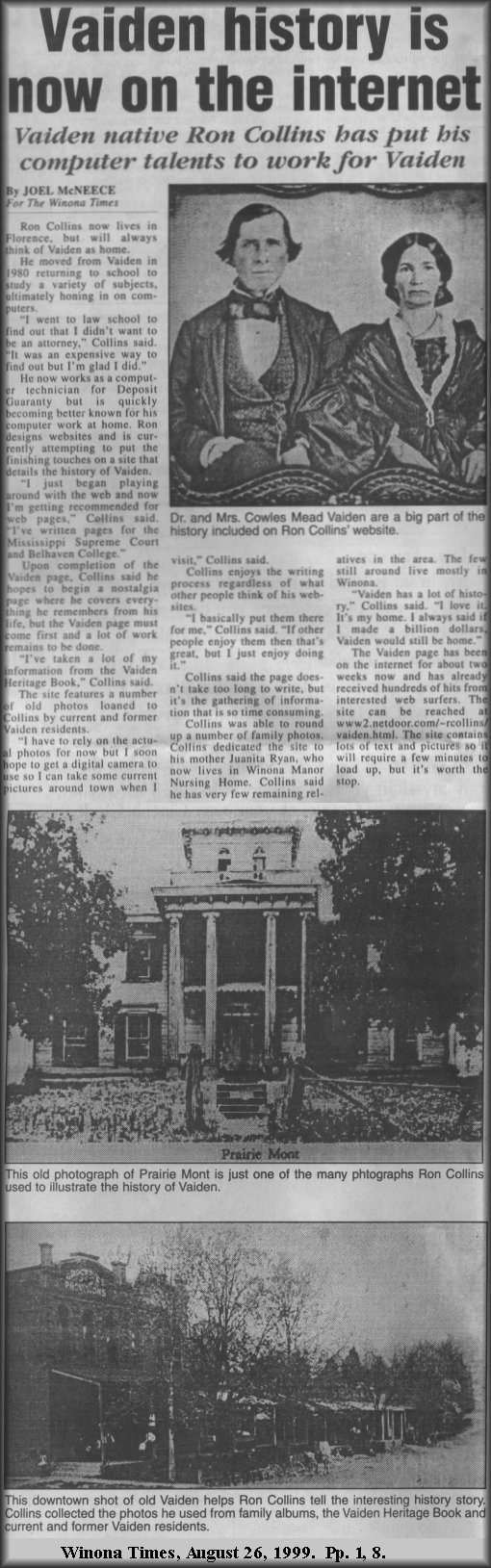 History of Vaiden, Mississippi The Pictures