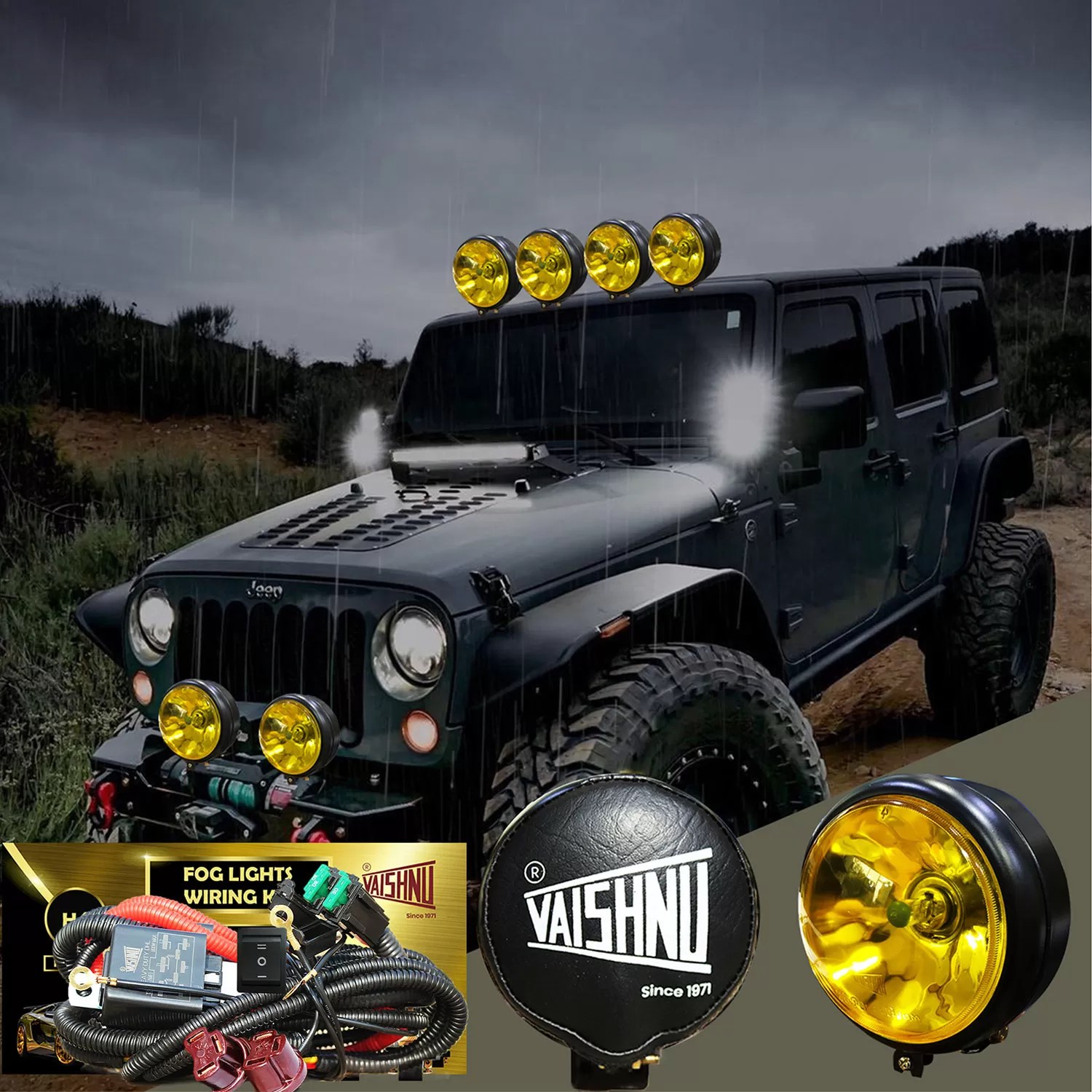 High Power Yellow Fog Lights for Cars/ Suv's with 130/90 W Bulbs