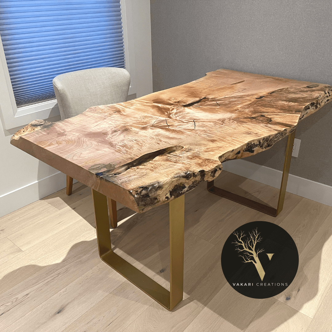 We create singular live edge table tops from ethically sourced slabs.