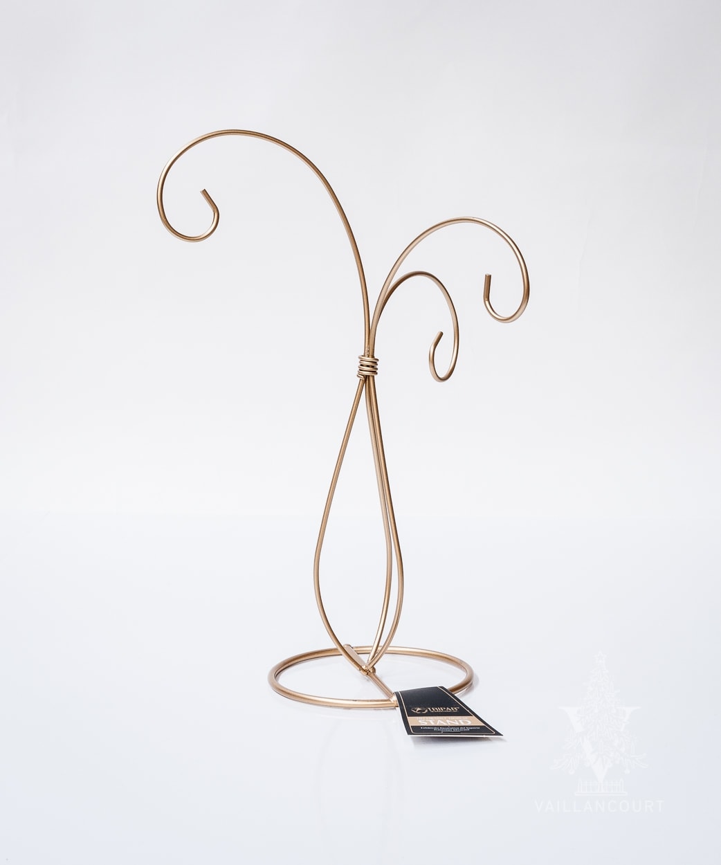 Decorative 3 Arm Ornament Stand in Matte Gold from Vaillancourt