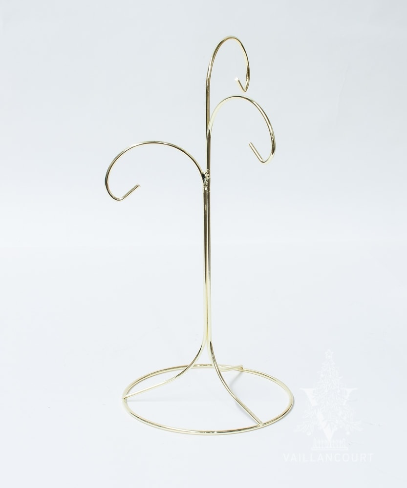 Decorative 3 Arm Ornament Stand in Shiny Gold from Vaillancourt