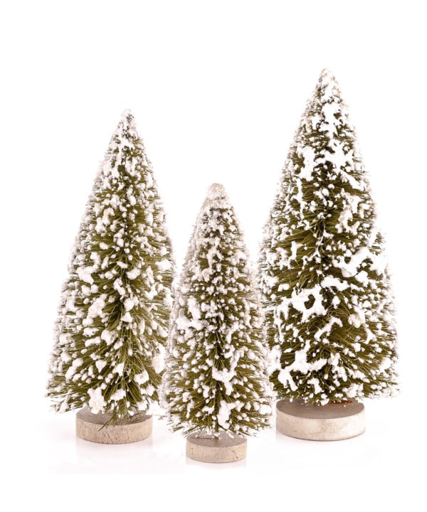 Individual Green Frosted Bottle Brush Tree from Vaillancourt