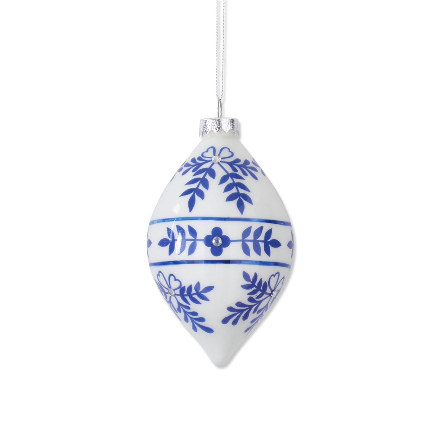 Teardrop Ornament White And Blue from Vaillancourt