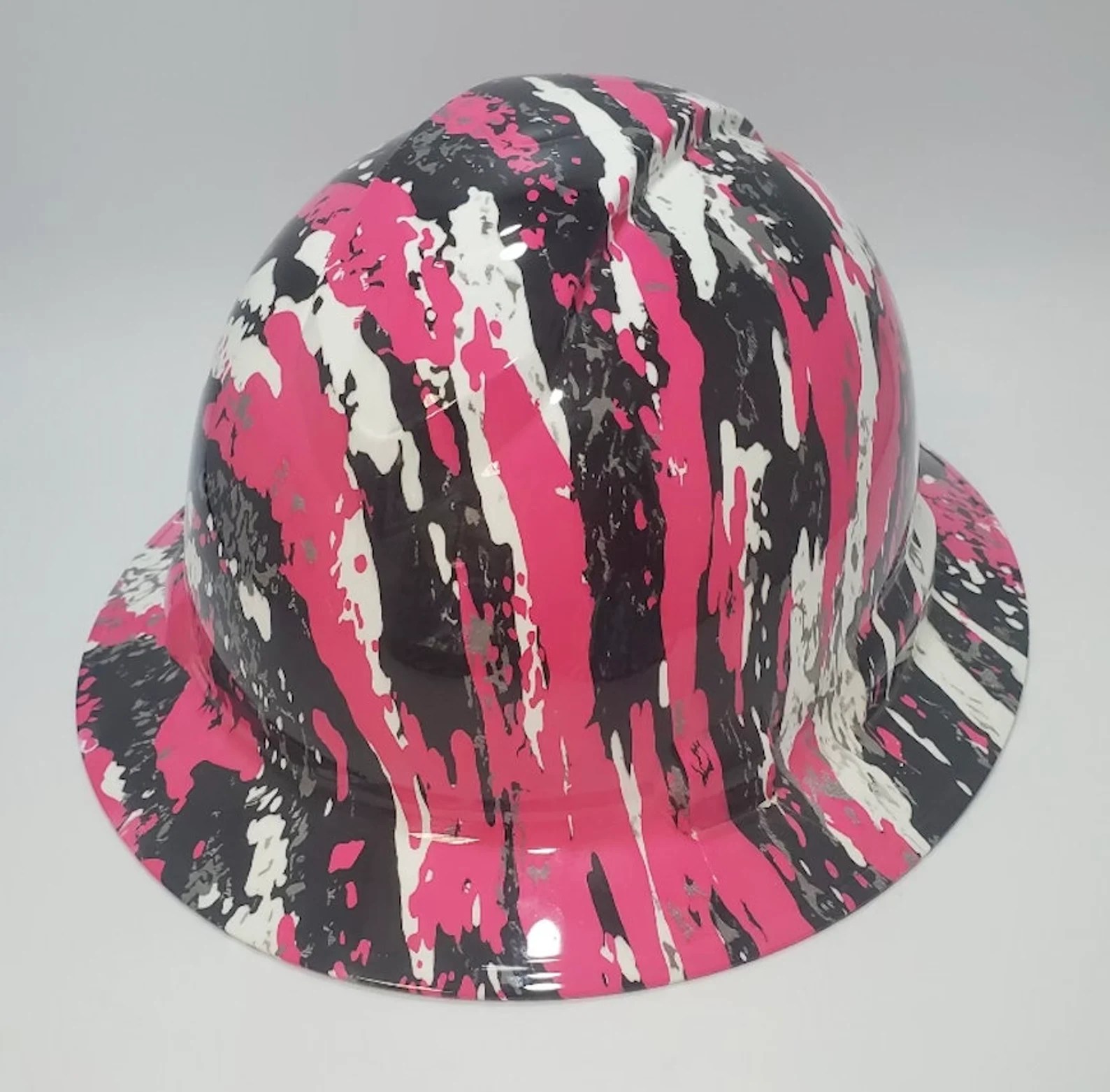 Neon Pink Rip Tear Splash Construction Safety Hard Hat