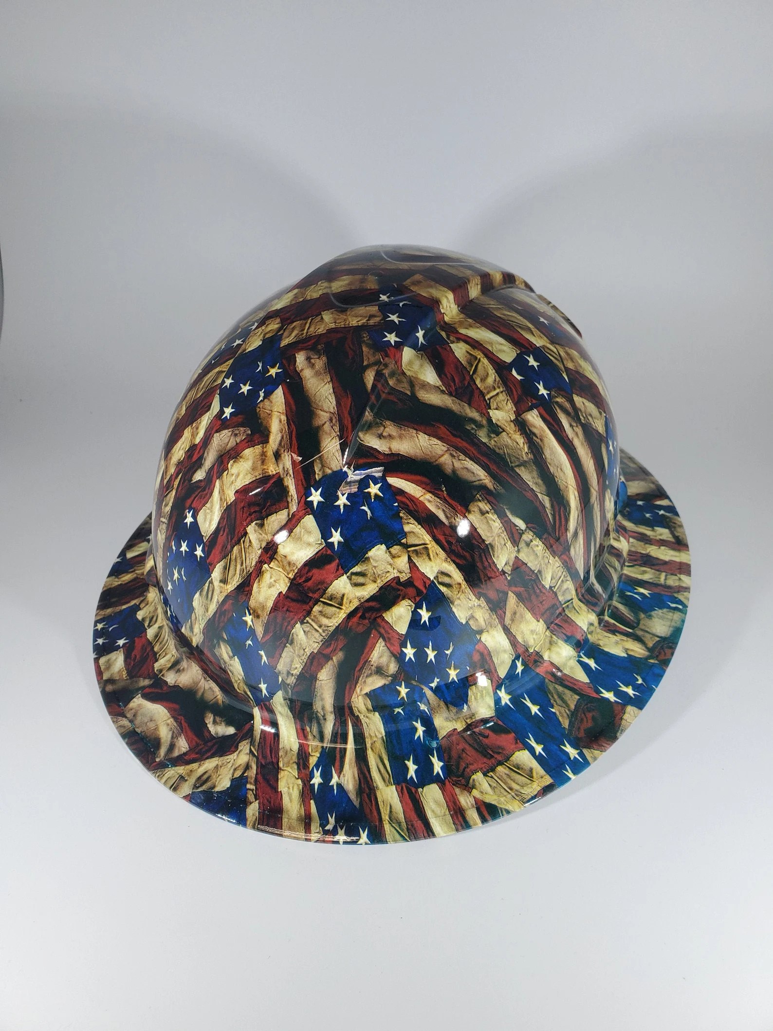 Wavy USA Flag l Custom hydro dipped hard hats