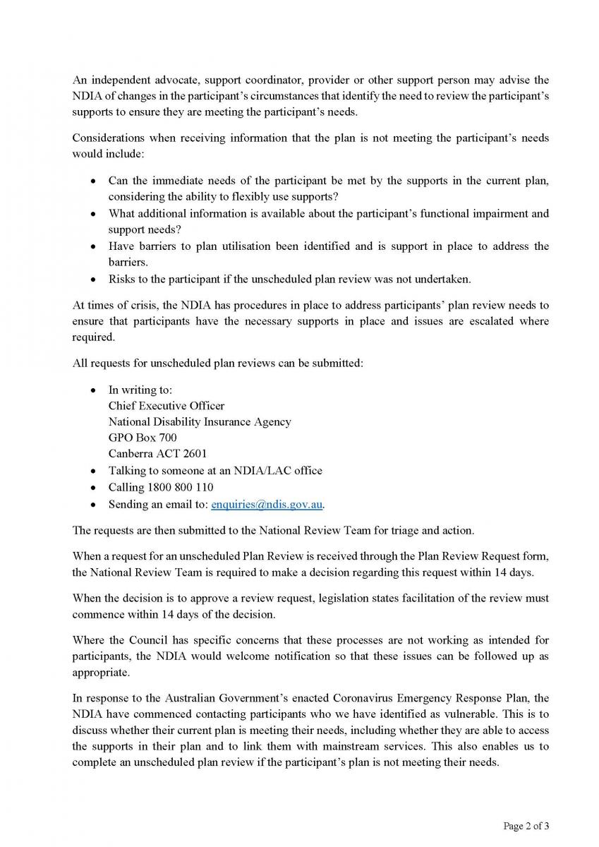 Who can request an NDIS plan review VALID